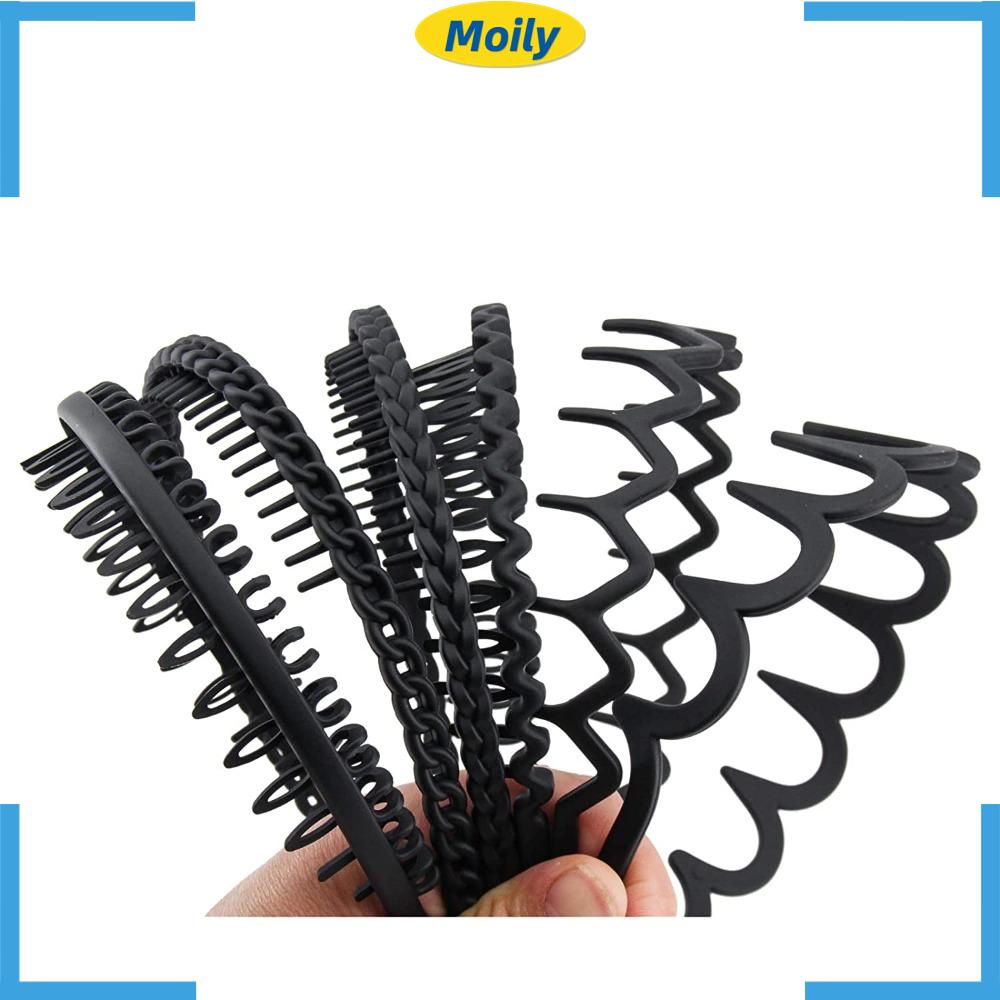 MOILYVN Băng Đô Cài Tóc Gợn Sóng Màu Đen Phong Cách Alice Cho Nam Và Nữ