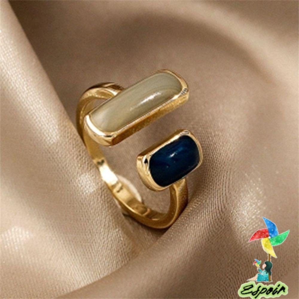 Nhẫn Hở Tráng Men Dáng Dài Phong Cách Vintage Thời Trang