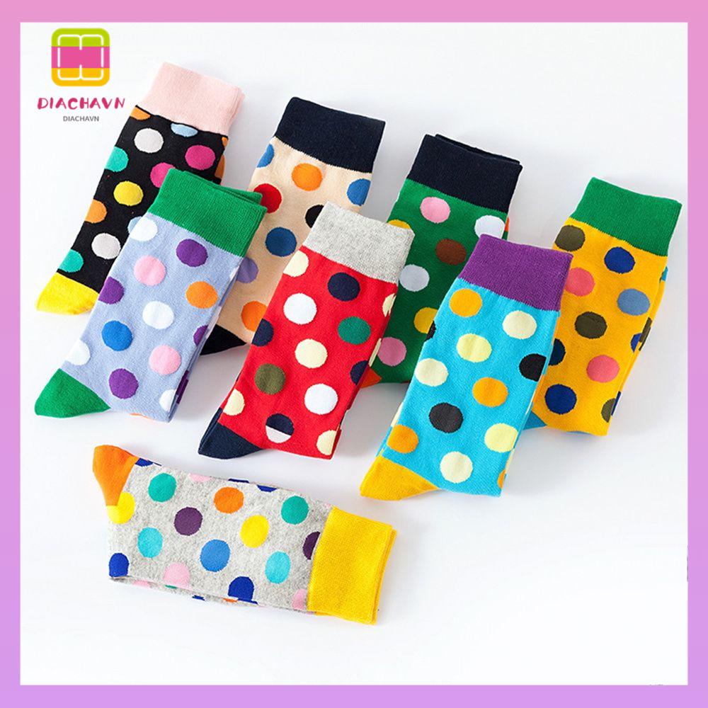 DIACHAVN Vớ Cotton Họa Tiết Chấm Bi Nhiều Màu Sắc Thời Trang Mùa Đông Cho Nam Và Nữ
