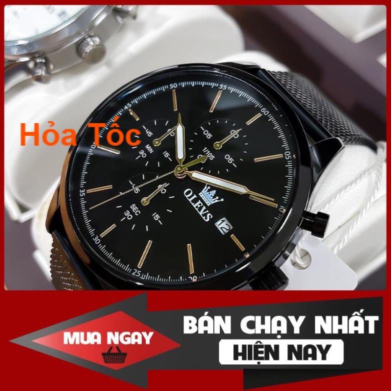 Đồng hồ nam chính hãng OLEVS 2881 Lịch dây đeo bằng thép không gỉ Có chức năng phát sáng chống thấm nước