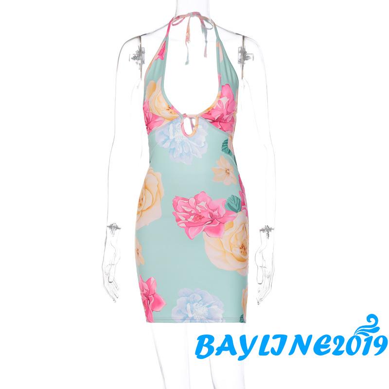 Đầm Hai Dây Hở Lưng In Họa Tiết Hoa Quyến Rũ Dành Cho Nữ