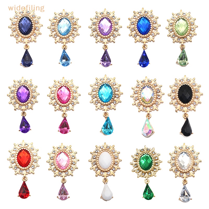 Ghim Cài Áo Hình Hoa Đính Đá Pha Lê Mặt Phẳng Màu Vàng Kim Trang Trí Cửa Kính Đám Cưới DIY