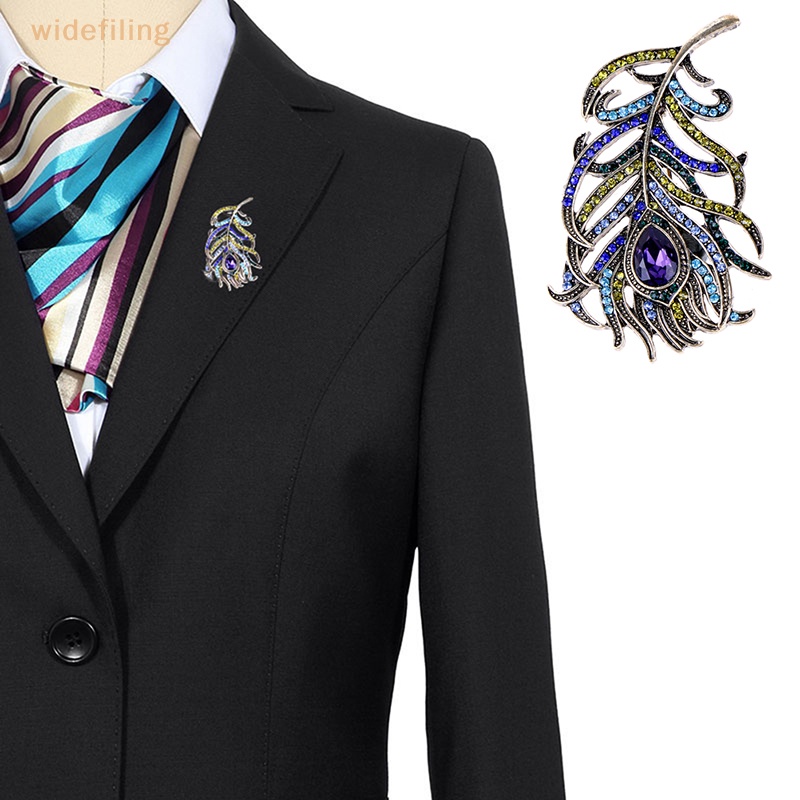 Trâm Cài Áo Hình Lông Công Bằng Pha Lê Tráng Men Sâu Phụ Kiện Đám Cưới Đẹp