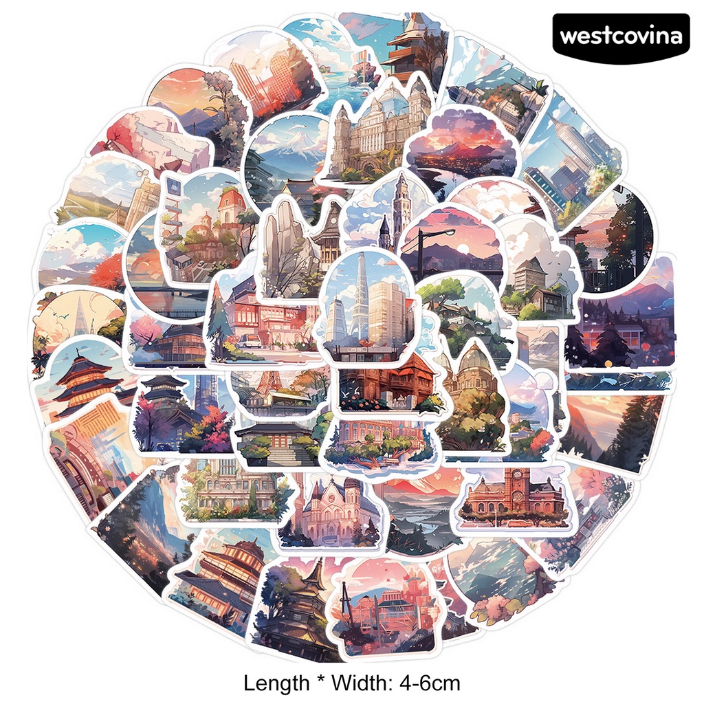 [WSTN] [WSTN]✎Bộ 50 Miếng Dán Họa Tiết Hoạt Hình Chống Thấm Nước Trang Trí Sổ Tay / Điện Thoại /