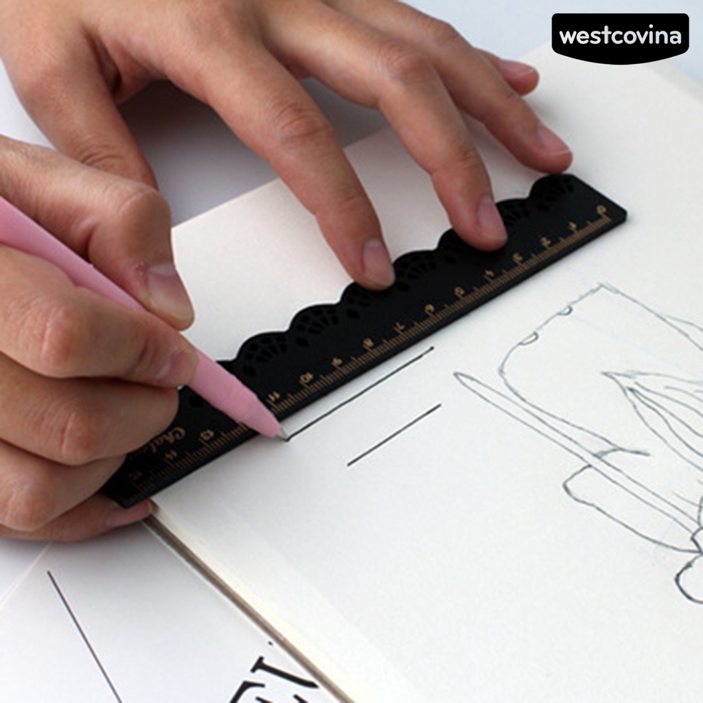 [WSTN] [WSTN]✎Set 2 Thước Gỗ Đo Lường Trong Suốt Thiết Kế Ren Cổ Điển Ngọt Ngào Cho Học Sinh