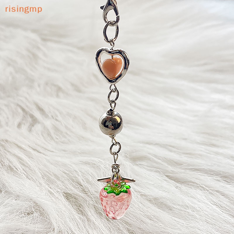 [risingmp] Dây Đeo Điện Thoại / Túi Xách / Chìa Khóa Hình Trái Tim / Nơ Màu Hồng Y2K Đáng Yêu Cho Nữ