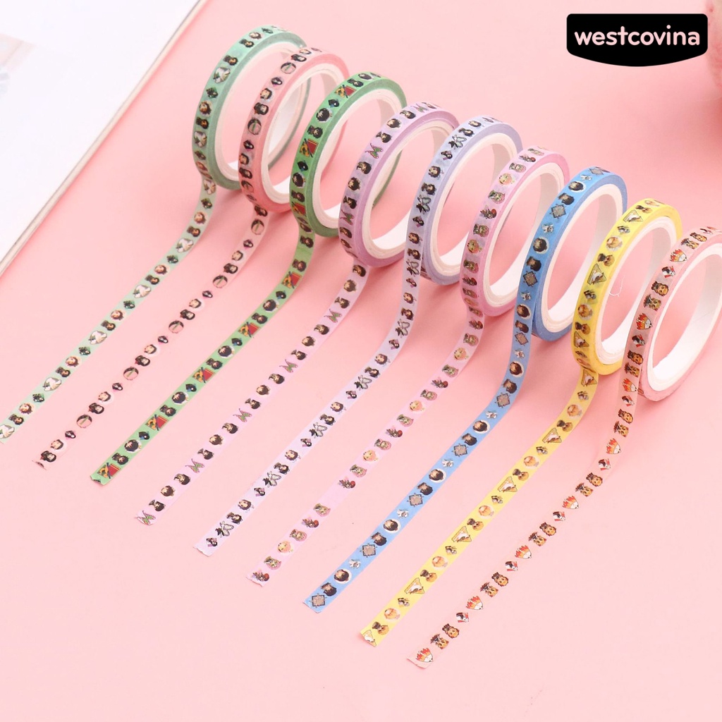 [WSTN]✎Bộ 2 Cuộn Băng Keo Giấy Washi Tự Dính Họa Tiết Demon Slayer Trang Trí Sổ Tay