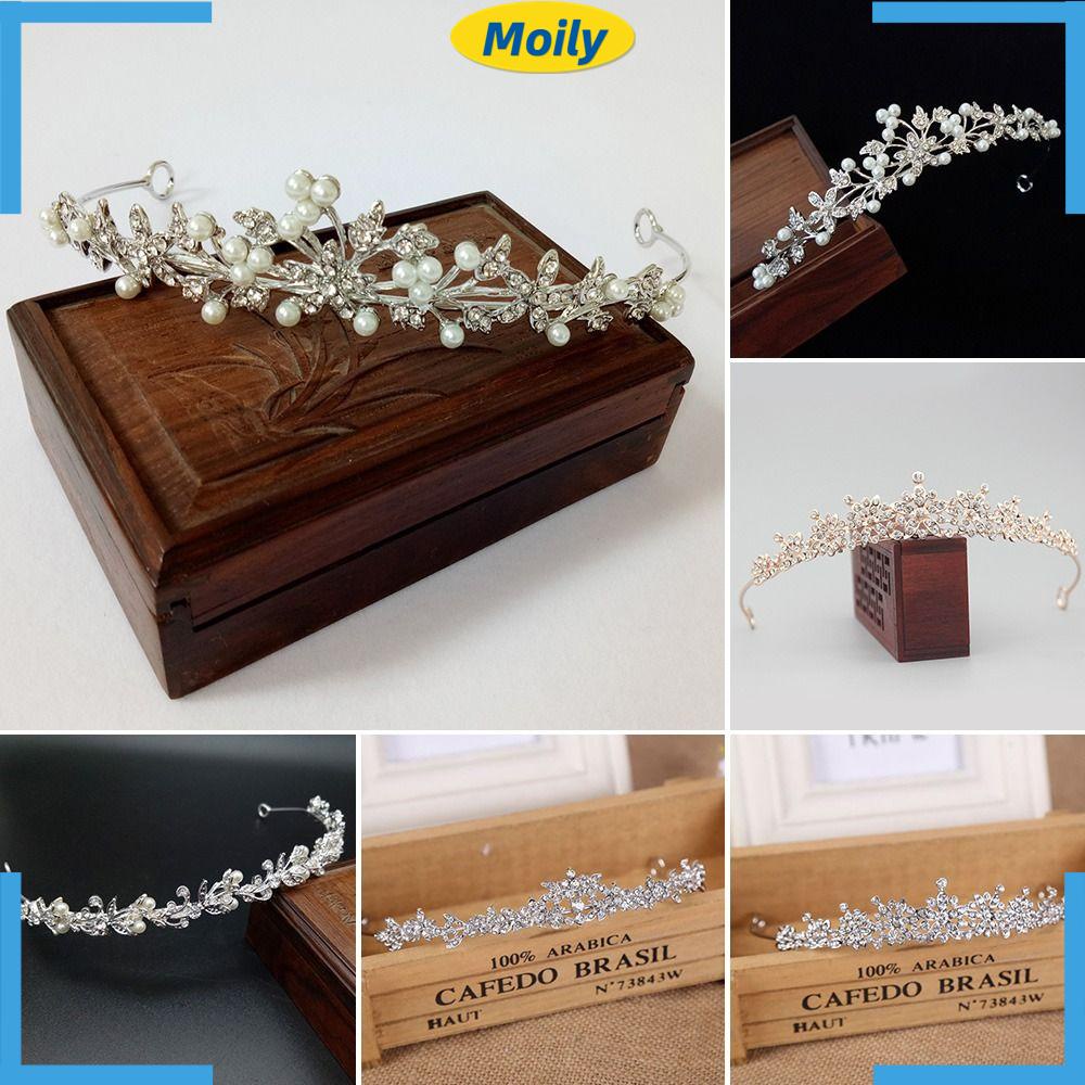 MOILYVN Vương Miện Cài Tóc Đính Kim Cương Giả Cho Cô Dâu
