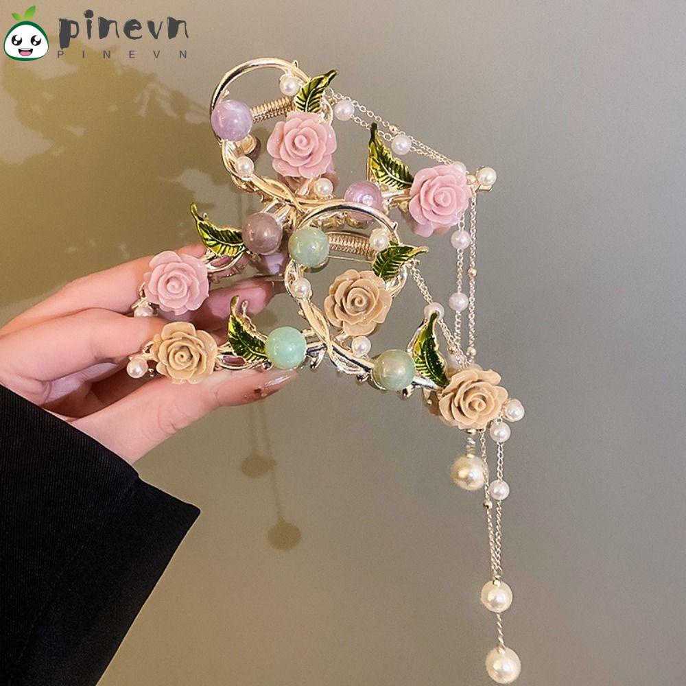 PINEVN Kẹp Tóc Tua Rua Bằng Kim Loại Hình Lá Cá Mập Thời Trang Chất Lượng Cao Cho Nữ