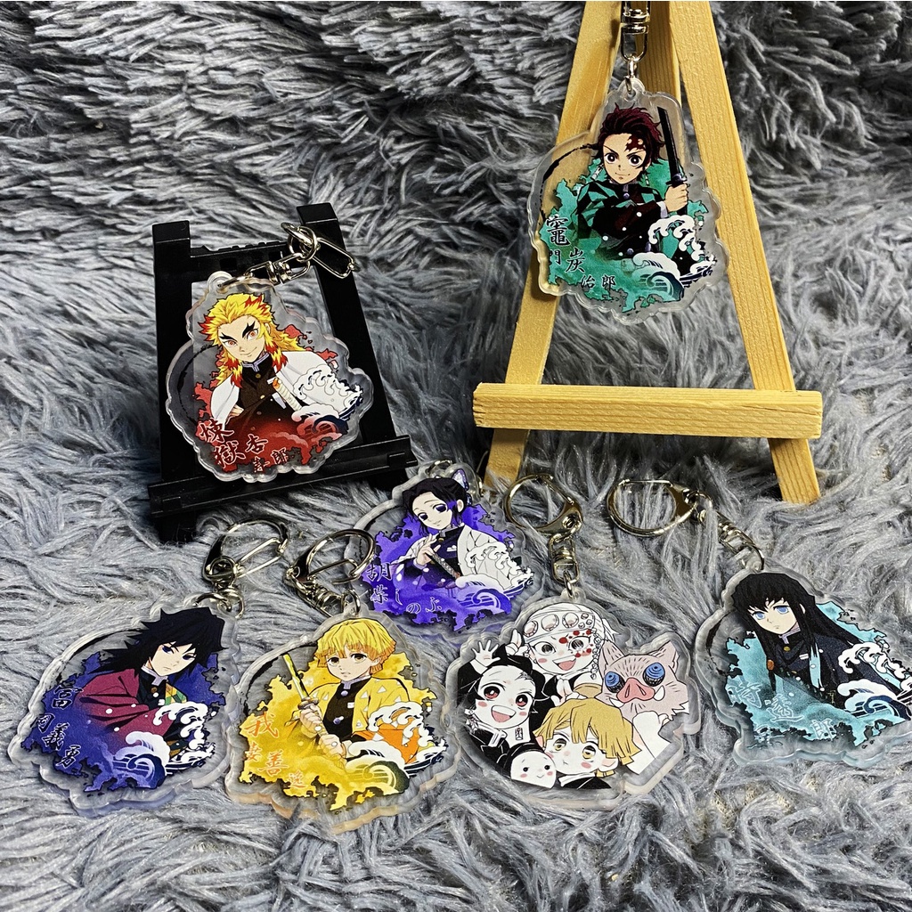 Móc Khóa Demon Slayer Thanh Gươm Diệt Quỷ Nhựa Acrylic Hai Mặt Kimetsu no Yaiba Hoạt Hình Anime Manga Dễ Thương