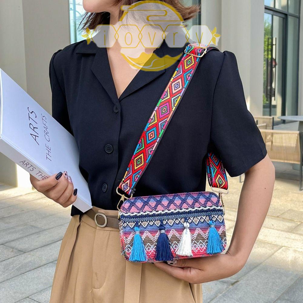 IVORY Túi Xách Vải Dệt Dáng Vuông Nhỏ In Họa Tiết Thổ Cẩm Kiểu Bohemian Hàn Quốc Dễ Phối Đồ Mang Đi Du Lịch
