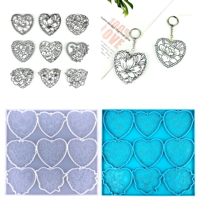 Khuôn Silicone Hình Trái Tim Làm Mặt Dây Chuyền DIY