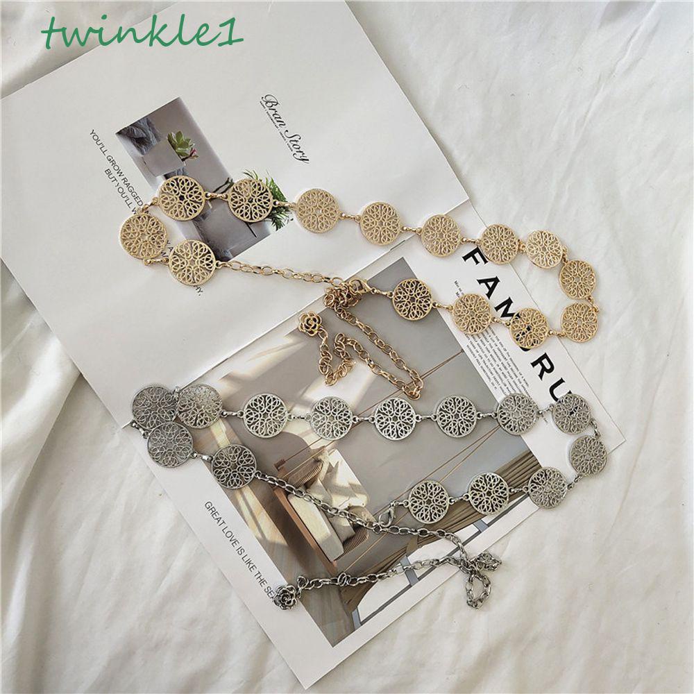 TWINKLE Dây Xích Thắt Lưng Bằng Kim Loại Thiết Kế Đục Lỗ Thời Trang Mùa Hè