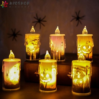 MIOSHOP Đèn Nến Điện Tử Hình Lâu Đài Bí Ngô Halloween Vui Nhộn Trang Trí