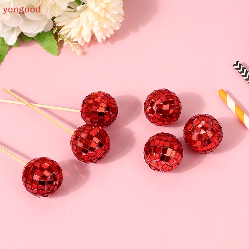 Set 12 Que Cắm Tráng Gương Dùng Trang Trí Bánh Kem Phong Cách Retro