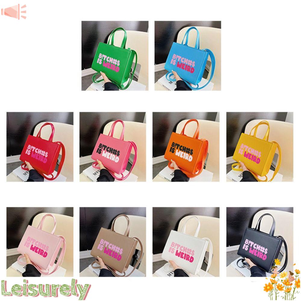 LEILY Túi Tote Đeo Vai Chéo Da Pu 10 Màu Cá Tính