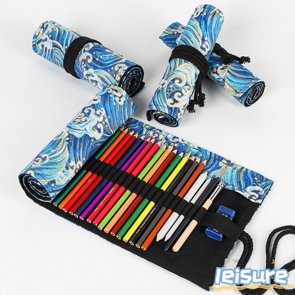 LEISURE Túi Đựng Bút 12 / 24 / 36 / 48 / 72 Lỗ Bằng Vải Canvas Tiện Dụng