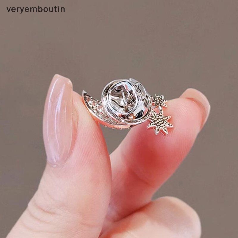 Trâm Cài Áo Hình Trăng Sao Đính Đá Thanh Lịch Thời Trang Phong Cách Hàn Quốc Cho Nữ