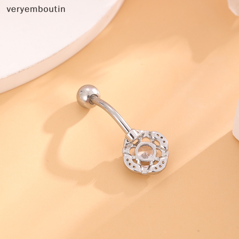 Khuyên Rốn Bằng Thép Titan Đính Đá Zircon Hình Hoa Quyến Rũ Thời Trang Cho Nữ