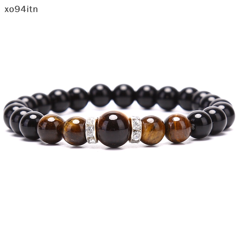 Vòng Tay Chuỗi Hạt Đá Mắt Hổ Đen Tự Nhiên Thời Trang Cho Nam