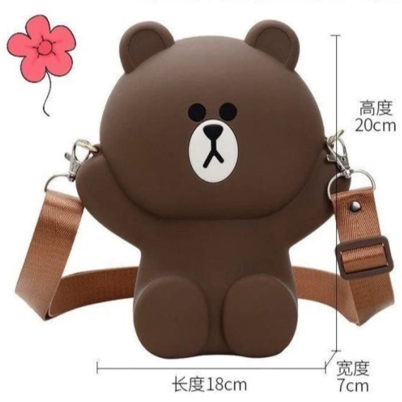 Túi Đeo Chéo Đựng Điện Thoại / Tiền Xu / Điện Thoại Hình Gấu Nâu Phong Cách Mới Cho Bé Gái