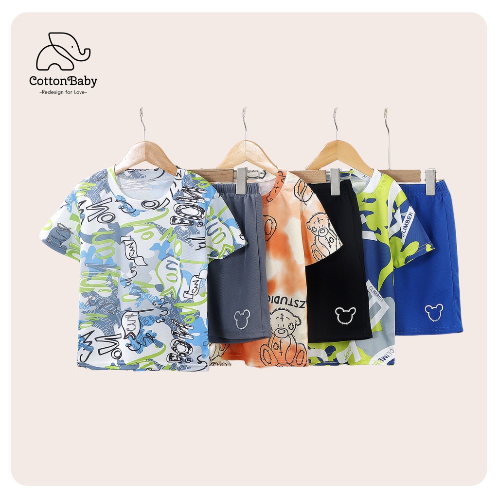 Bộ Đồ Thể Thao Áo Thun Tay Ngắn Phối Quần Short Vải Lưới Nhanh Khô Phong Cách Mới Dành Cho Bé Trai Gái