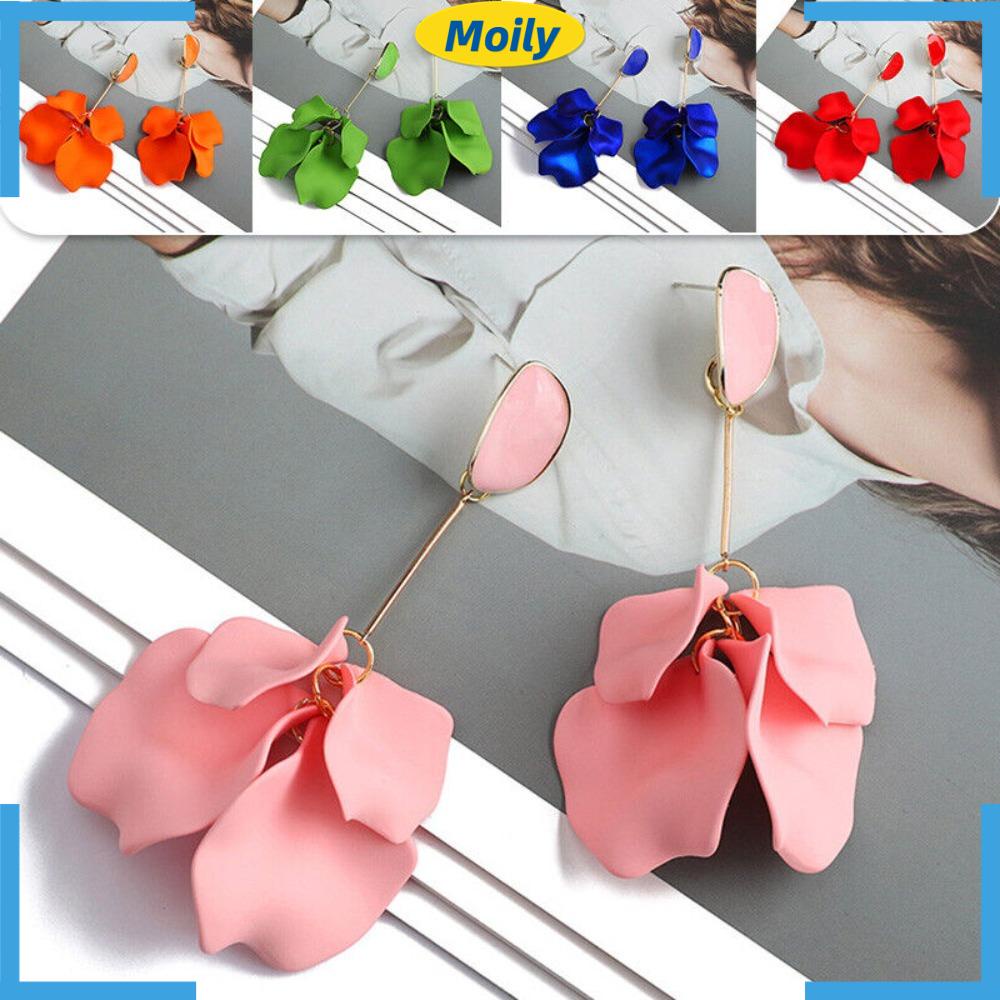 MOILYVN Bông Tai Tua Rua Dài Hình Cánh Hoa Hồng Bằng Acrylic Hợp Kim Lãng Mạn Cho Nữ