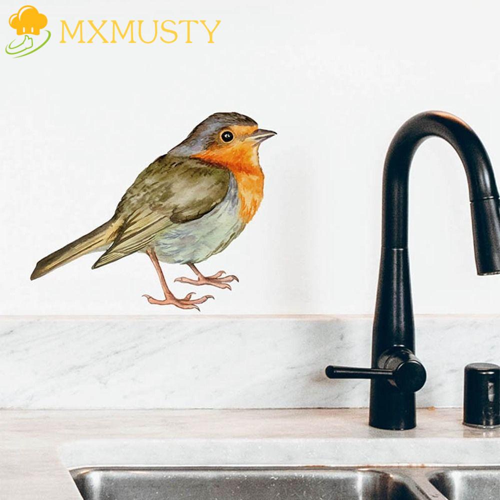 MXMUSTY Sticker Dán Tường Chống Thấm Nước Họa Tiết Chim Vẽ Tay Nhiều Màu Sắc Phong Cách Châu Âu