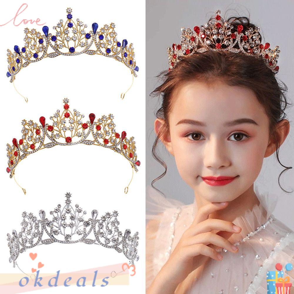 OKDEALS Cài Tóc Hình Vương Miện Đính Pha Lê Sang Trọng Cho Cô Dâu