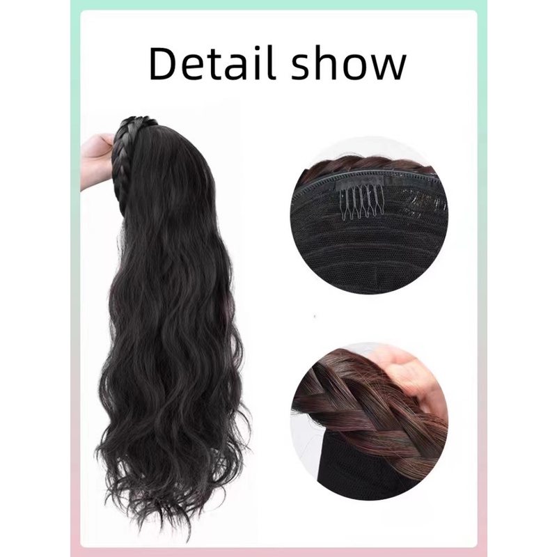 Tóc Giả Dài Xoăn Tự Nhiên Có Băng Đô Bện Cho Nữ