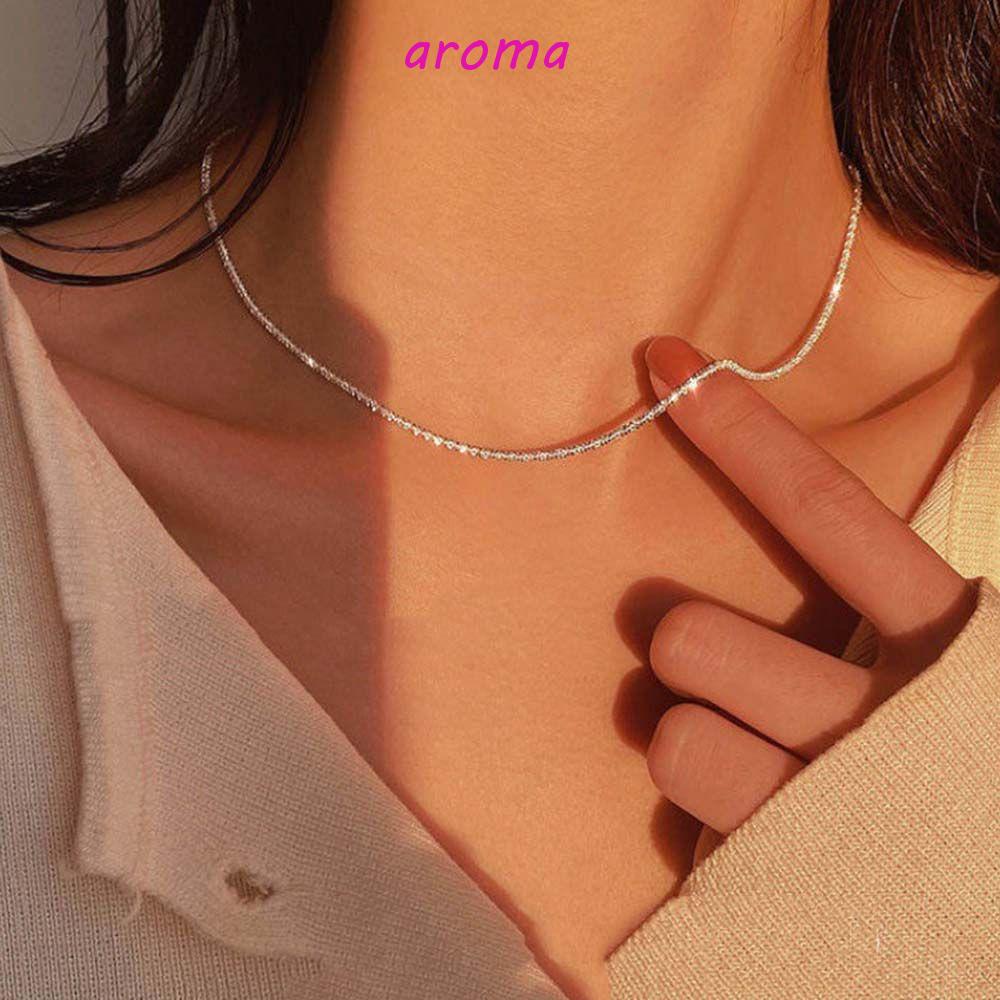 AROMA Vòng cổ Mạ Bạc Lấp Lánh Sang Trọng