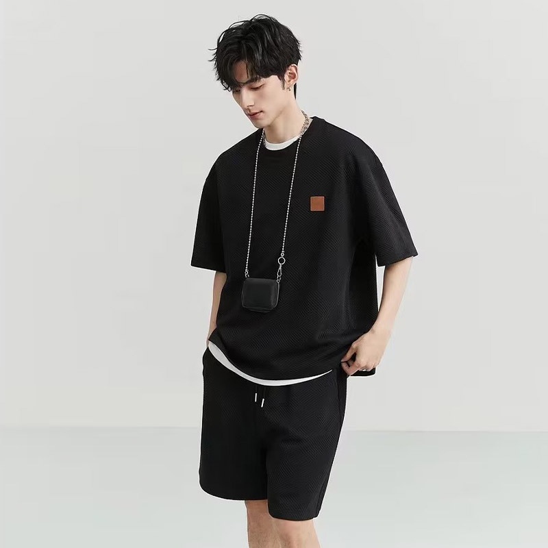 Áo Thun Thể Thao Tay Ngắn Vải Waffle Dáng Rộng Đa Năng Chất Lượng Cao Cho Nam