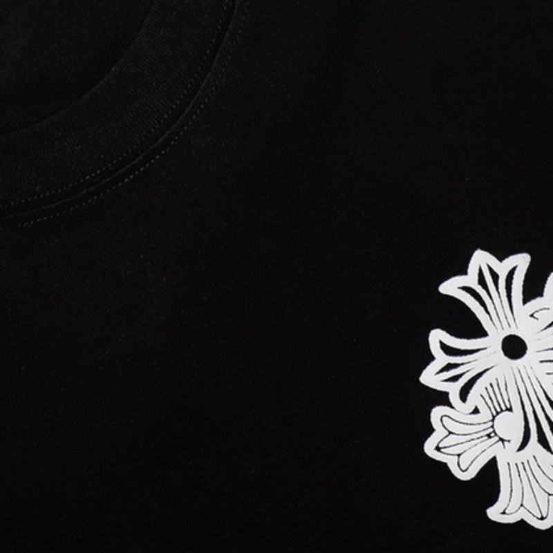 Ch-rome- Hearts88- Áo Thun Unisex Tay Ngắn In Mút Công Nghiệp Nặng