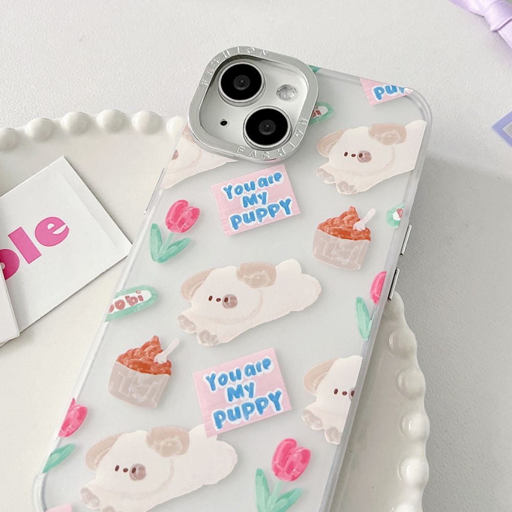 Ốp Điện Thoại TPU Mềm Chống Sốc Mạ Điện Họa Tiết Cún Hoạt Hình Dễ Thương Cho IPhone 14 13 12 11 Pro Max X XR 8 7 Plus