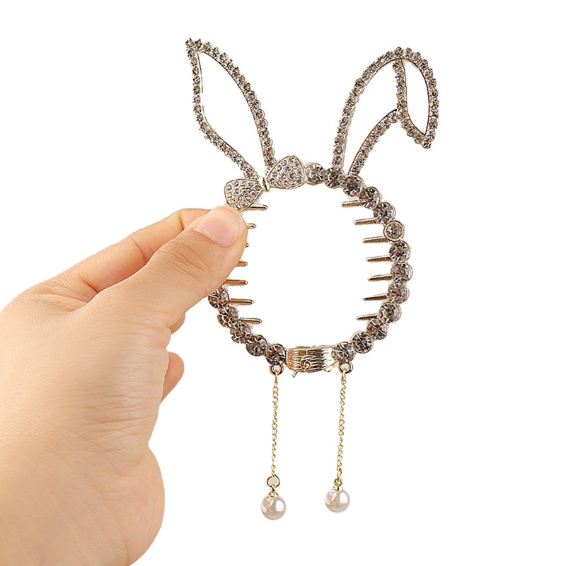 Ygt Kẹp Tóc Đính Đá Hình Tai Thỏ Mèo Thời Trang Cho Nữ