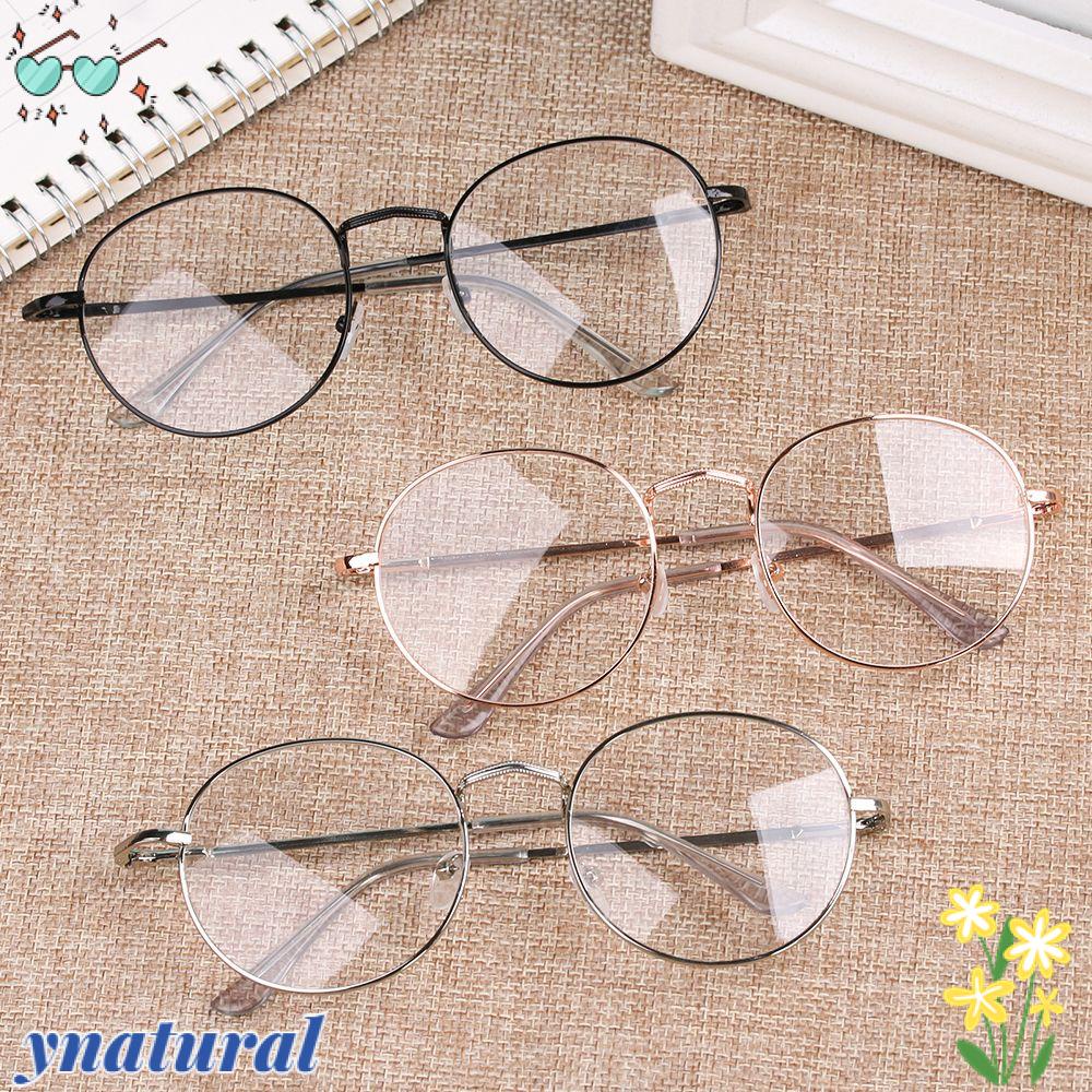 YNATURAL Mắt Kính Gọng Tròn Oversized Bằng Kim Loại Phong Cách Vintage