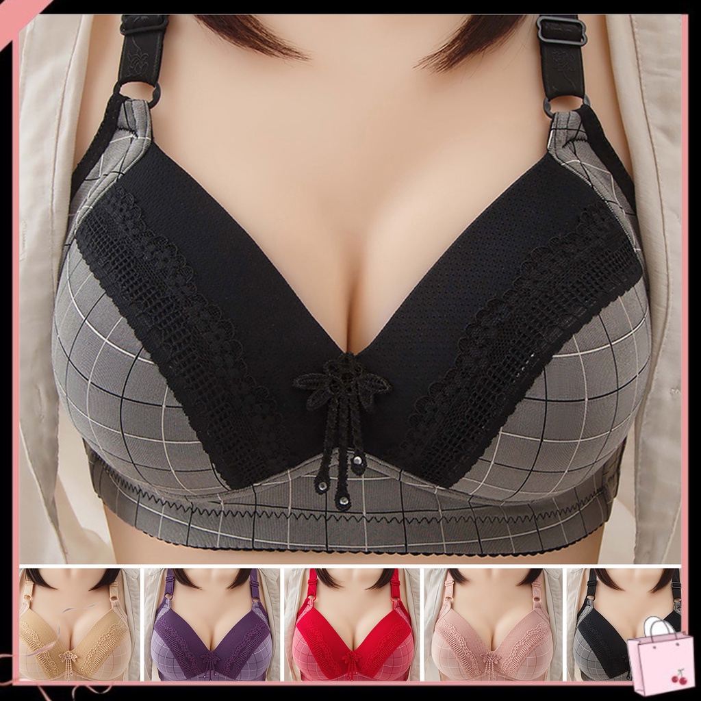 {Soltweter} Áo Ngực Dây Bản Rộng Cổ Chữ V Thoáng Khí Màu Tương Phản Cài Khóa Có Thể Điều Chỉnh Cho Nữ Mặc Hàng Ngày