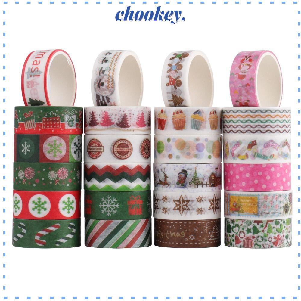 CHOOKEY Bộ 24 Cuộn Băng Keo Họa Tiết Giáng Sinh Chất Lượng Cao