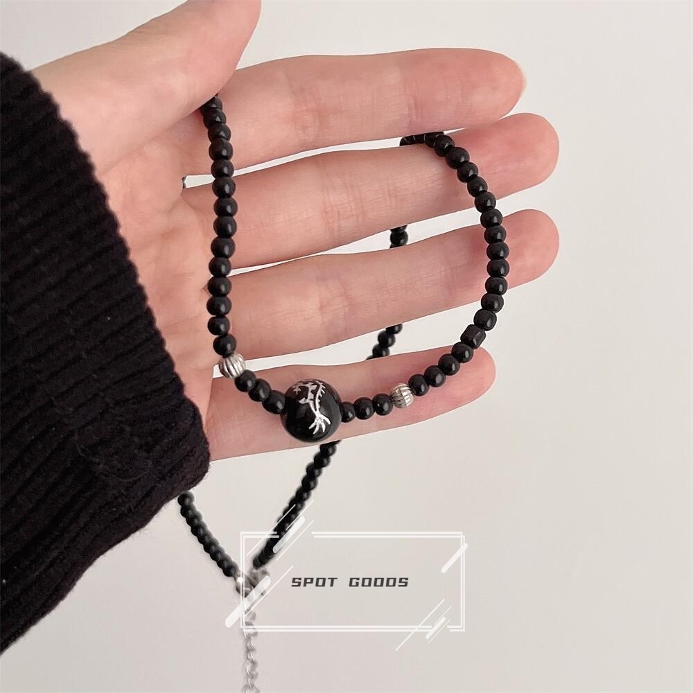 Vòng Cổ Mã Não Đen Thủ Công Phong Cách Cổ Điển Chất Lượng Cao