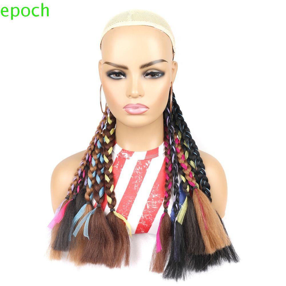 EPOCH Tóc Giả Thắt Bím Đuôi Ngựa Bằng Cao Su Màu Đen Tự Nhiên DIY Cho Nữ