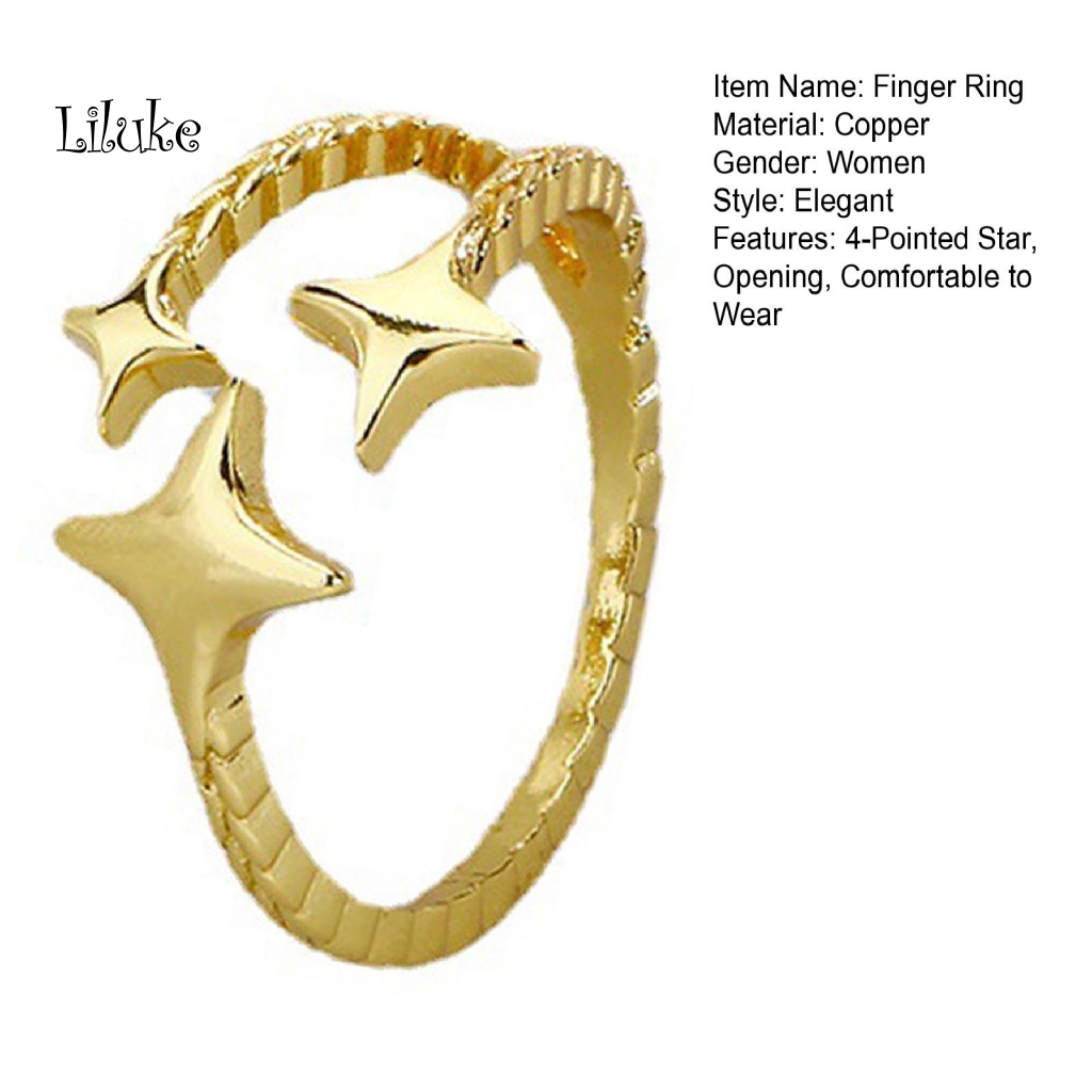Nhẫn Hợp Kim Mạ Vàng Trang Trí Mặt Hình Ngôi Sao 4 Cánh Thời Trang Cho Nữ
