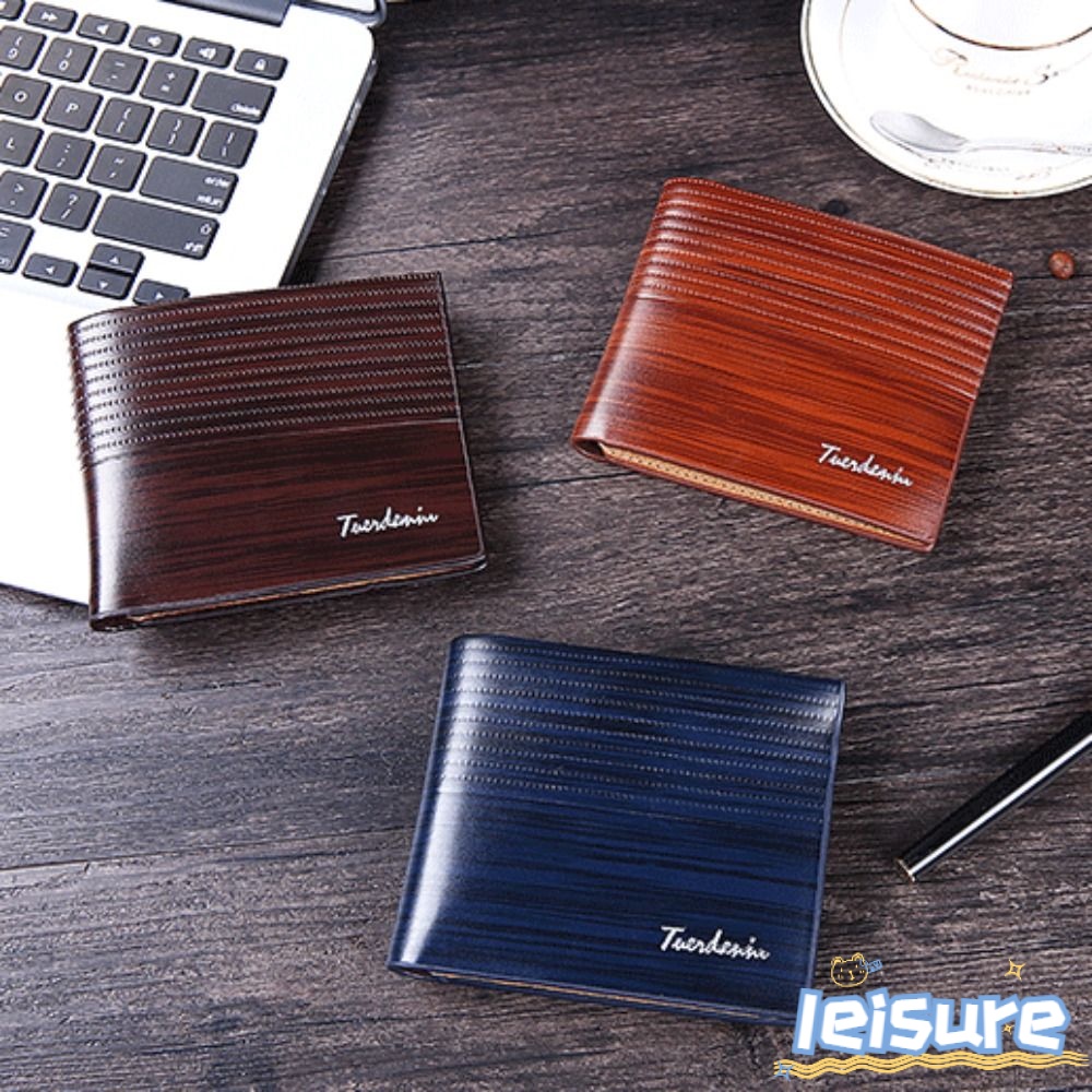 LEISURE Ví Da PU Màu Cà Phê / Xanh Dương Cổ Điển Đựng Thẻ Tín Dụng RFID Cho Nam