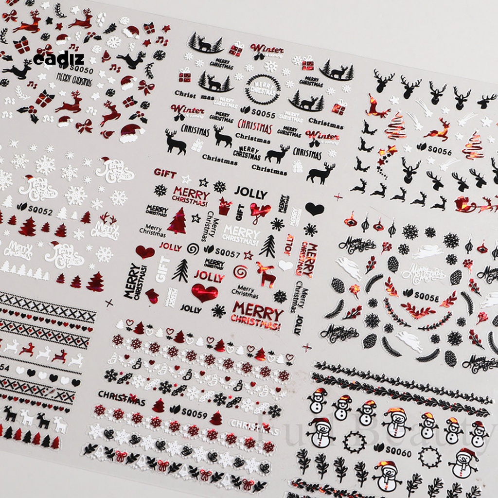 Miếng Dán Trang Trí Móng Tay Nghệ Thuật Hiệu Ứng Màu Sắc Tươi Sáng Lâu Trôi Dễ Tháo Gỡ Bằng PVC Họa Tiết Giáng Sinh