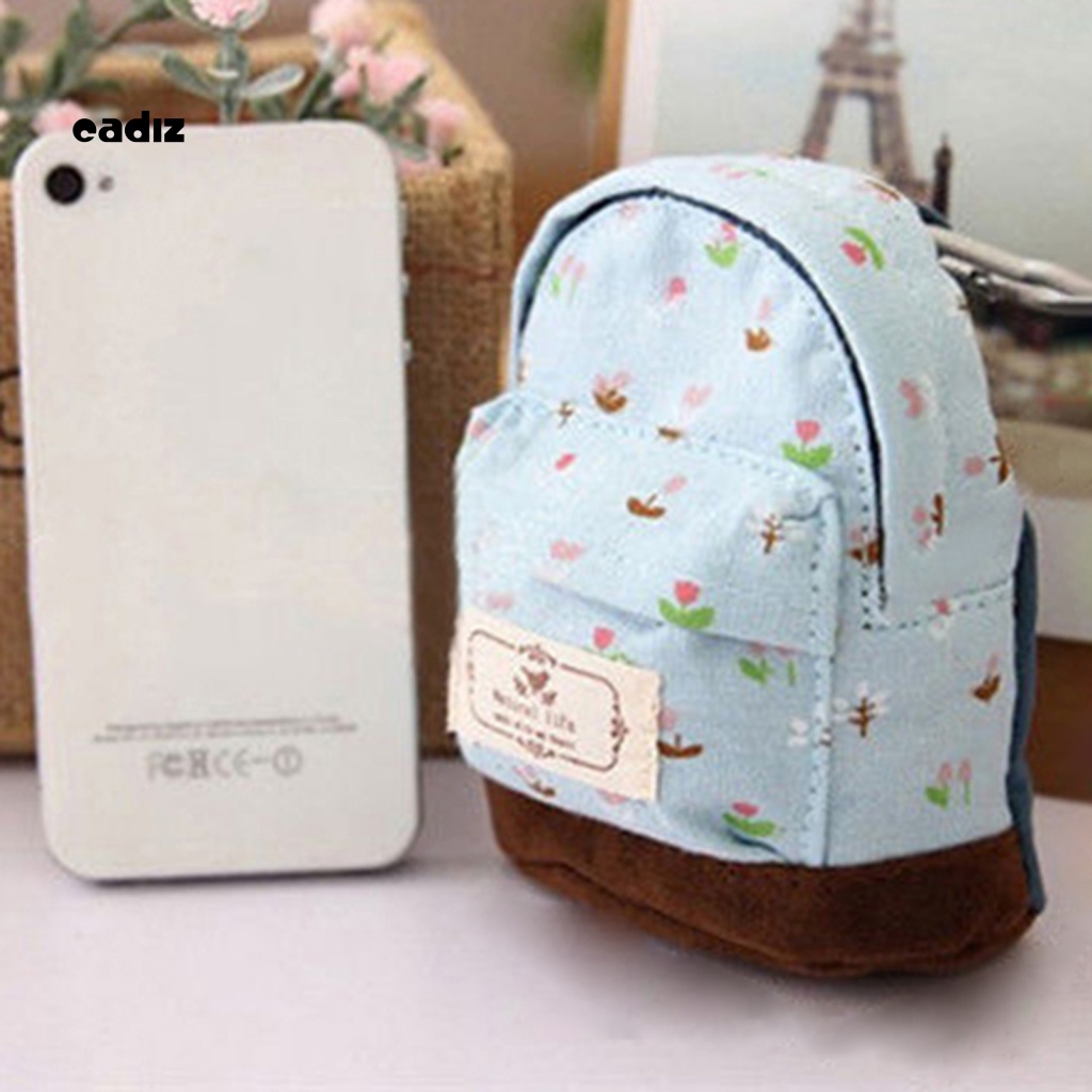 Ví Canvas Họa Tiết Hoa Có Khóa Kéo Dùng Mua Sắm Tiện Lợi