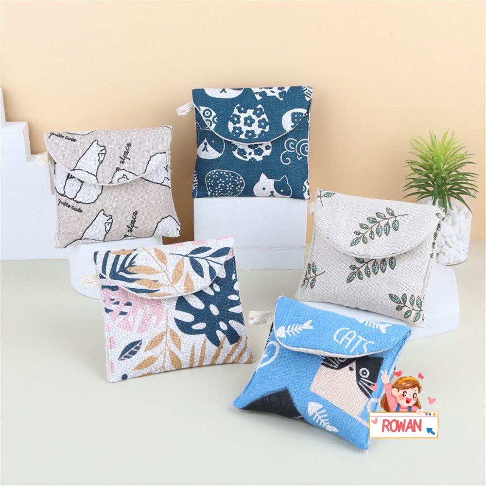 ROWANS Túi Đựng Tiền Xu Chống Thấm Nước In Họa Tiết Xinh Xắn Giá Đỡ