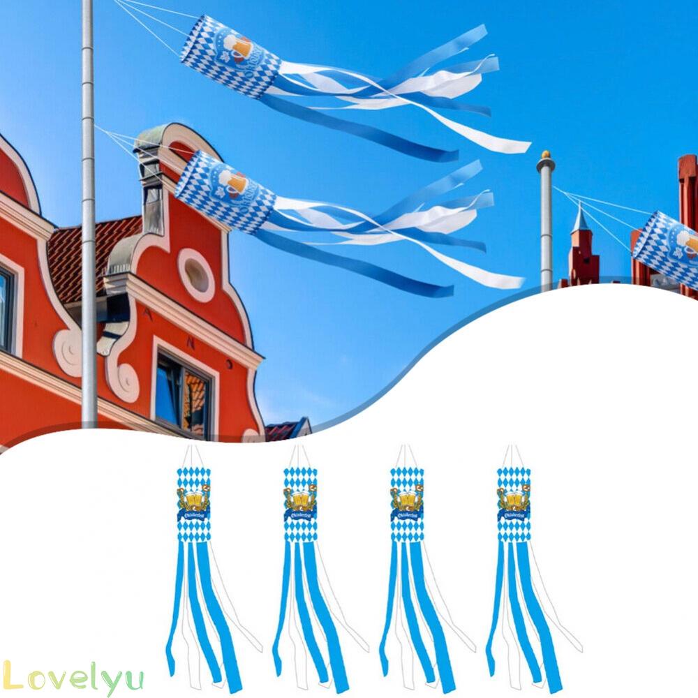 ⭐READY STOCK ⭐1/4 PCS Oktoberfest  Bavarian Flag Windsock Outdoor Hanging Wind Sock white&amp;blue