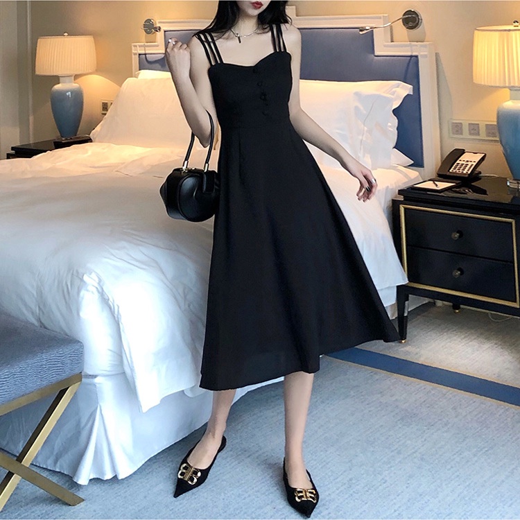 Đầm Hai Dây Mùa Hè 2023 Dáng Ôm Hở Vai Eo Thon Thời Trang Mới Ngọt Ngào Hep