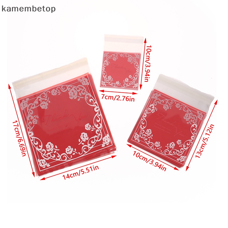 Bộ 100 Túi Nhựa Đựng Bánh Kẹo Tự Dính Họa Tiết Hoa Hồng Xinh Xắn