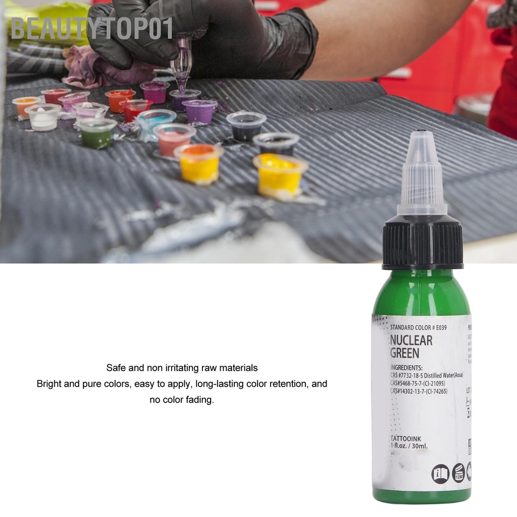 BeautyTop01 Mực xăm Bright Pure Long Lasting Thân thiện với da Sắc tố cho người mới bắt đầu 30ml