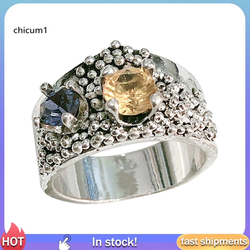 Nhẫn Cưới Bản Rộng Đính Đá Zirconia Hai Màu Sắc Cổ Điển